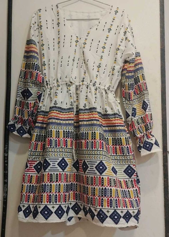 Patterned White Dress