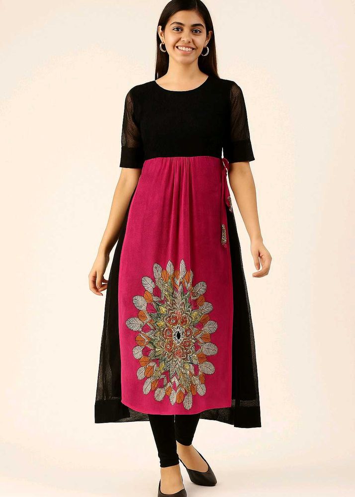 Pink &amp; Black Kurta