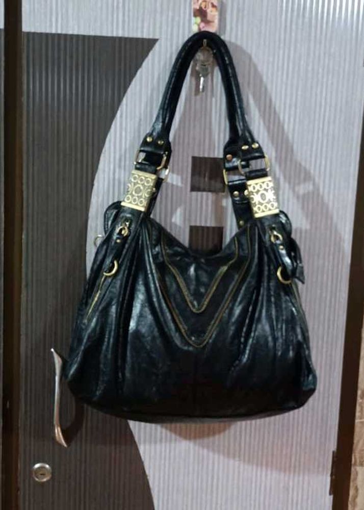 Black Leather Hobo Bag