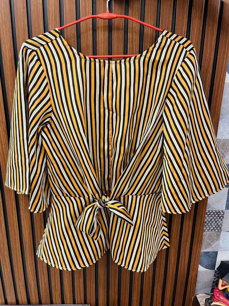 Striped Tie-Front Top