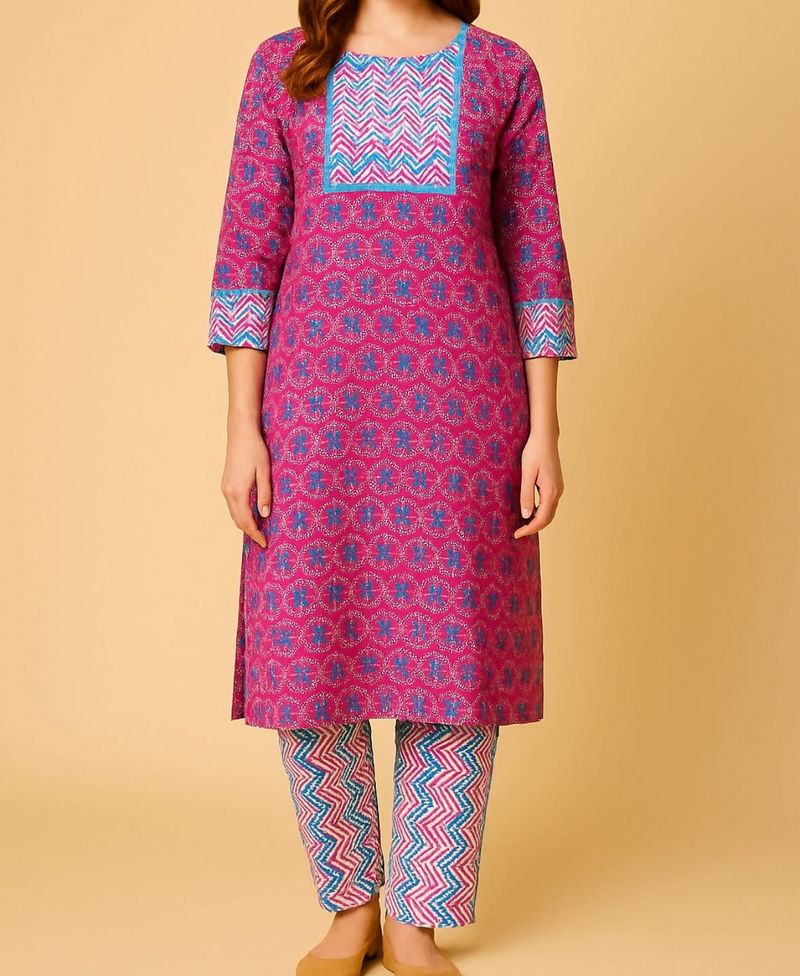 Pink Printed Kurta Set