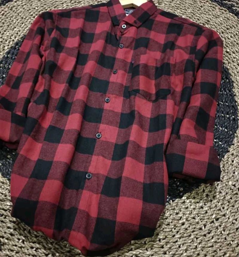 Red &amp; Black Plaid Flannel Shirt