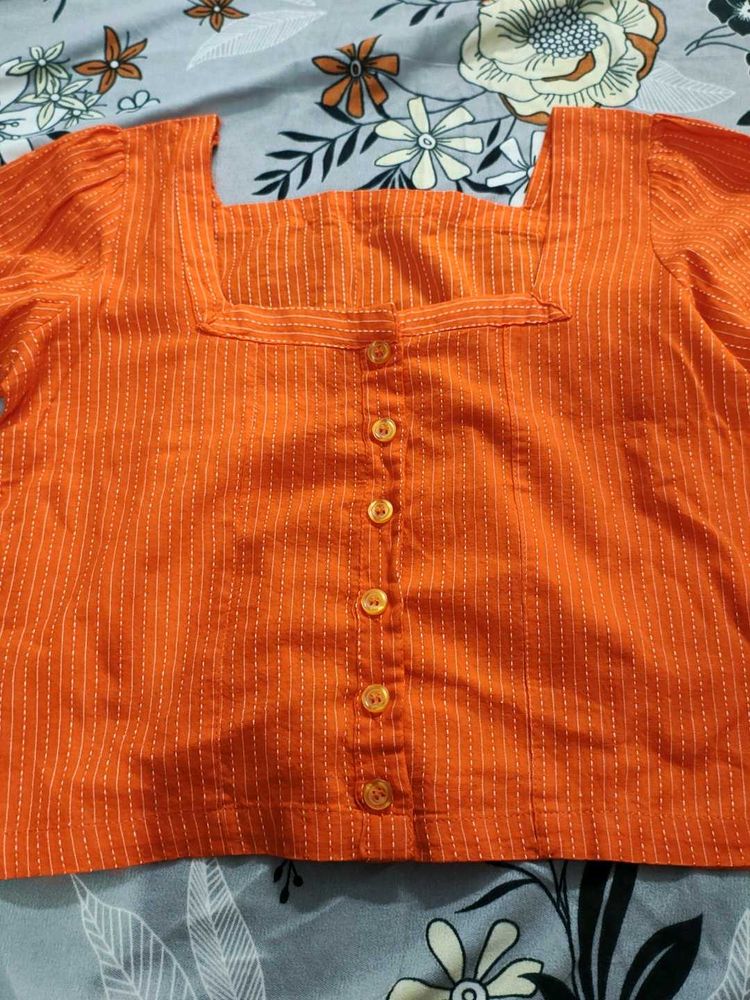 Orange Striped Blouse