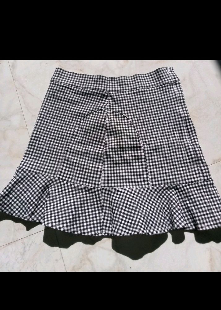 Black And White Check Skirt