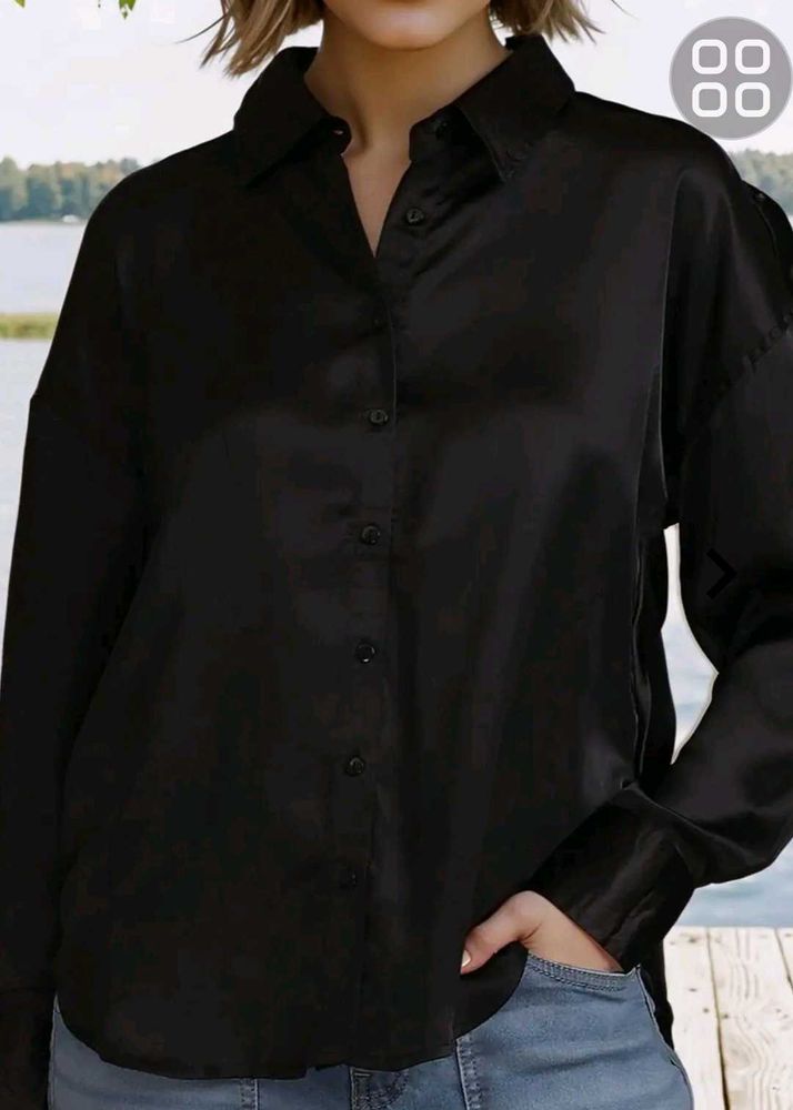 Elegant Black Satin Shirt