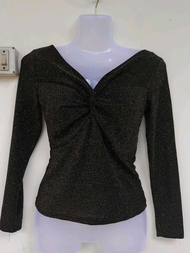 Sparkly Black Long Sleeve Top