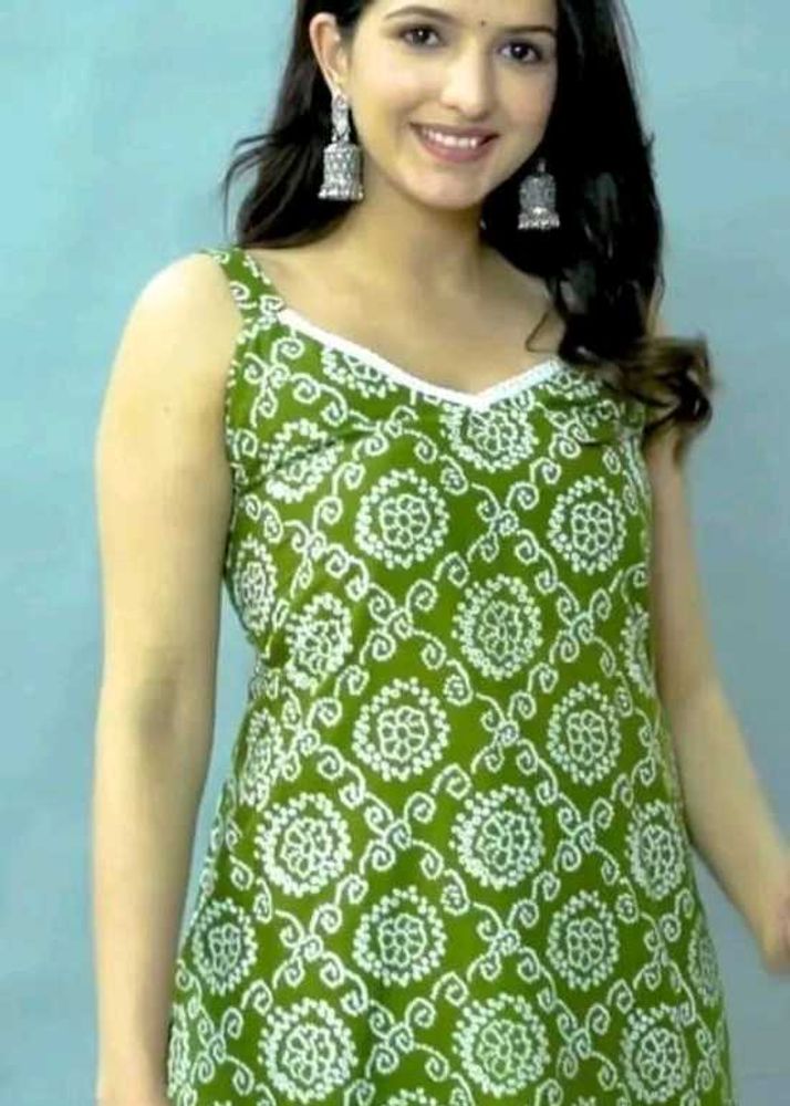 Green Printed Kurta