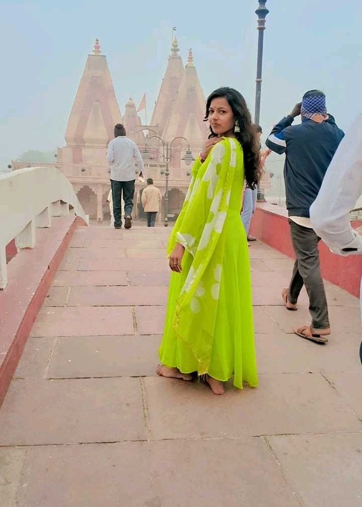 Neon Gown With Dupatta