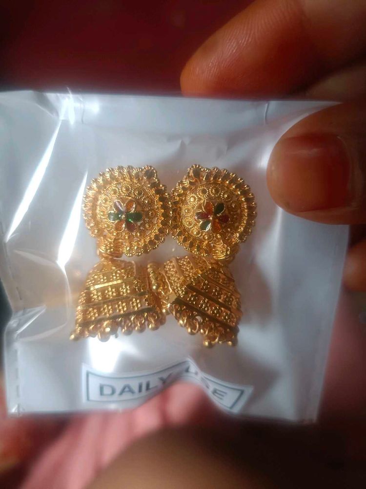 Gold Jhumka Earrings