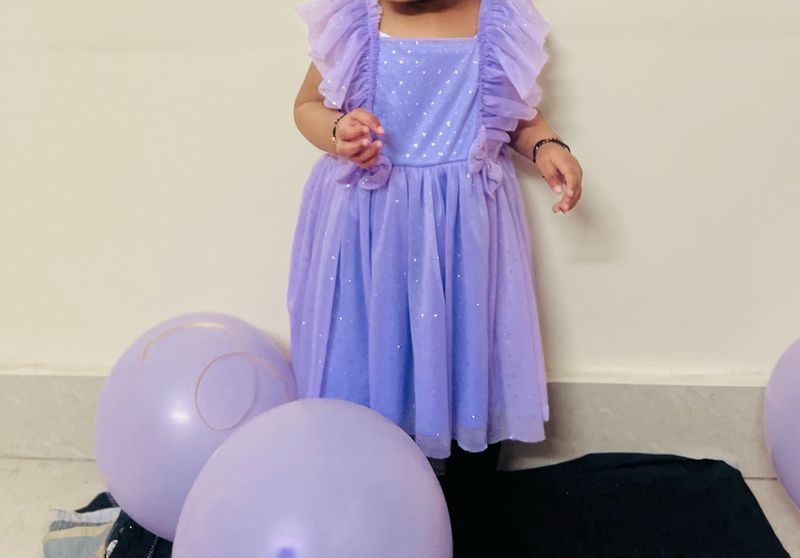 Beautiful Lavender Frock With Cotton Inner