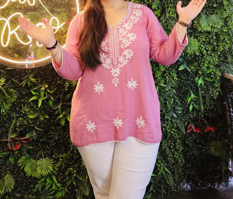 Pink Embroidered Kurta