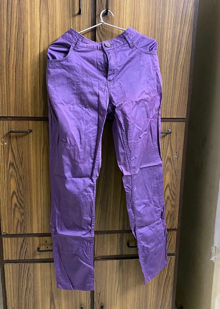 Purple Straight Leg Pants