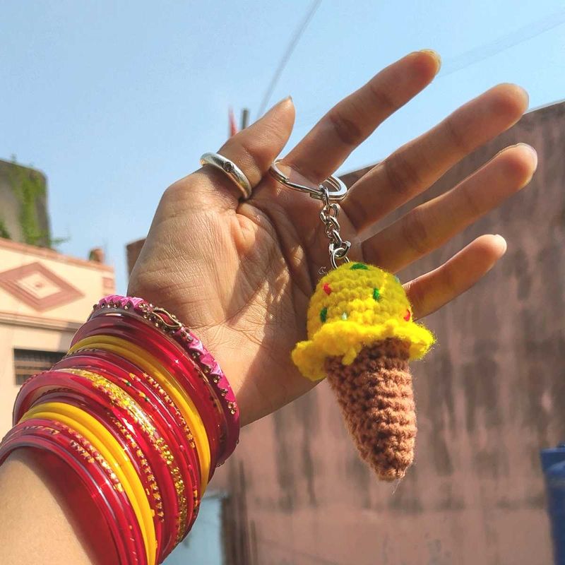 Crochet Ice Cream Keychain