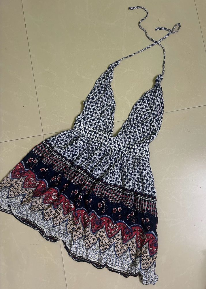 Patterned Halter Sundress