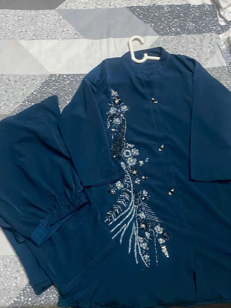Embroidered Peacock Co Ord Set