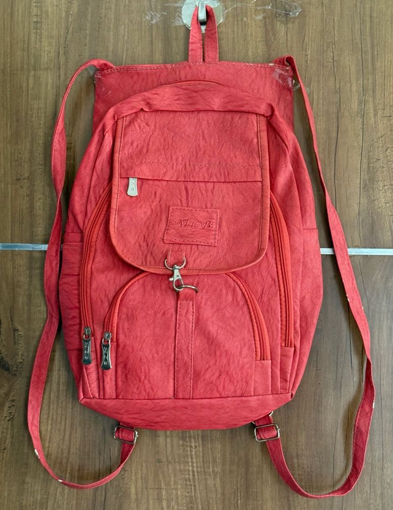 Red Leather 4-Pocket Bag