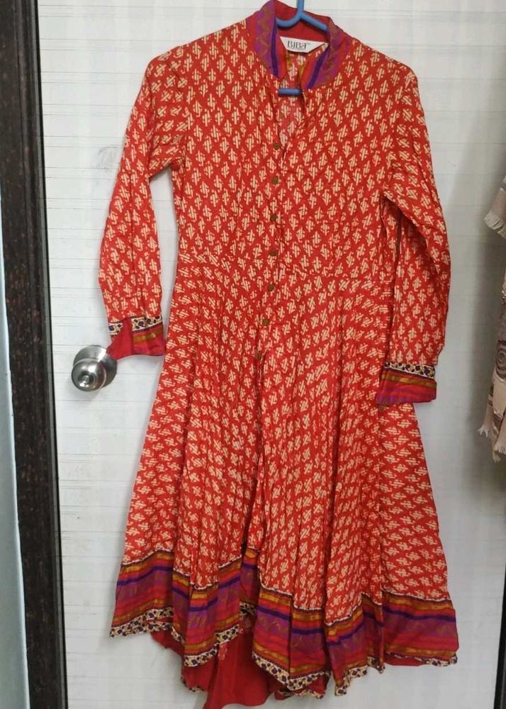 Biba Red Printed Anarkali Kurta