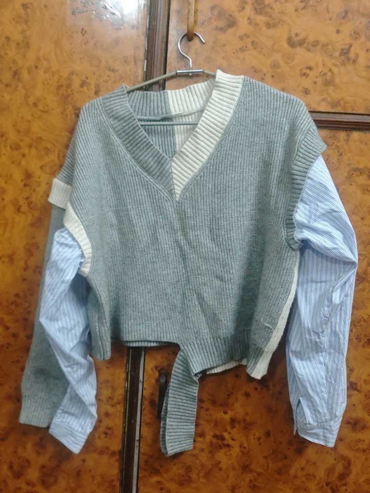 Stylish Gray Layered Sweater