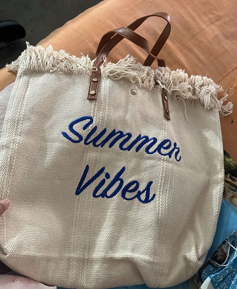 Summer Vibes Fringe Tote Bag