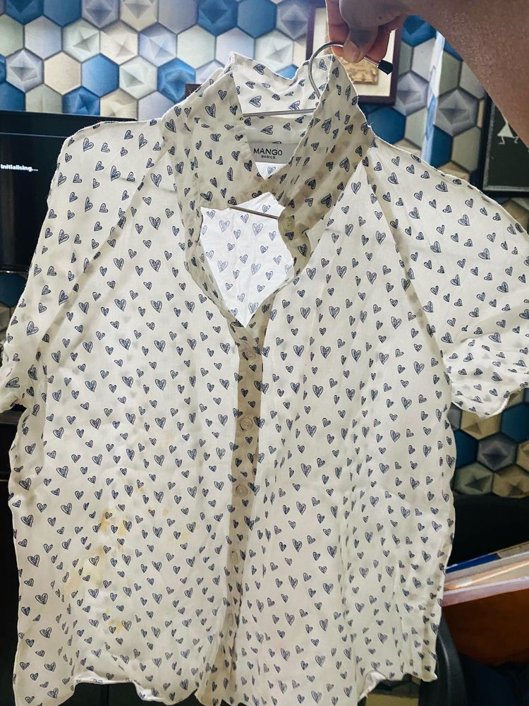 Mango Heart Print Top