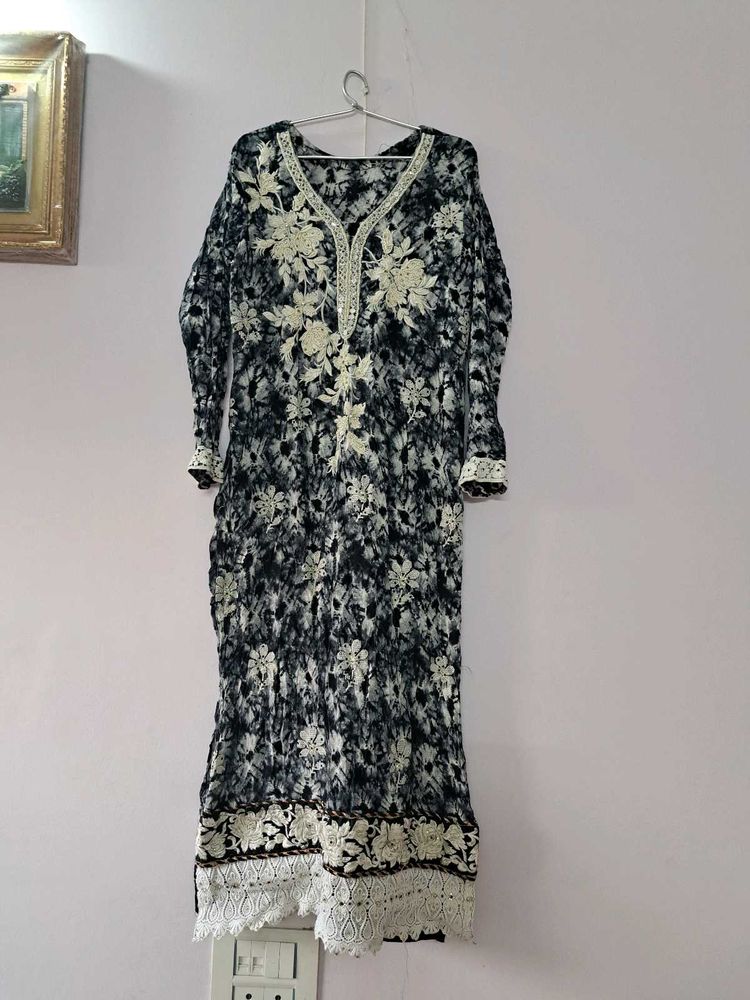 Black Kurta With Heavy Work Dupatta