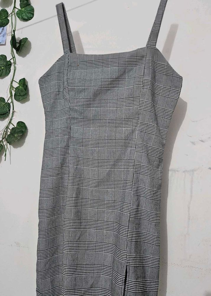 Gray Plaid Mini Dress