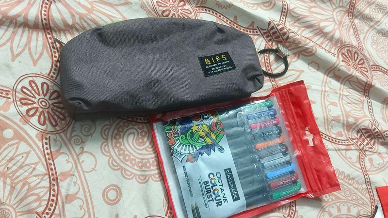 Pencil Pouch And Stick Pens