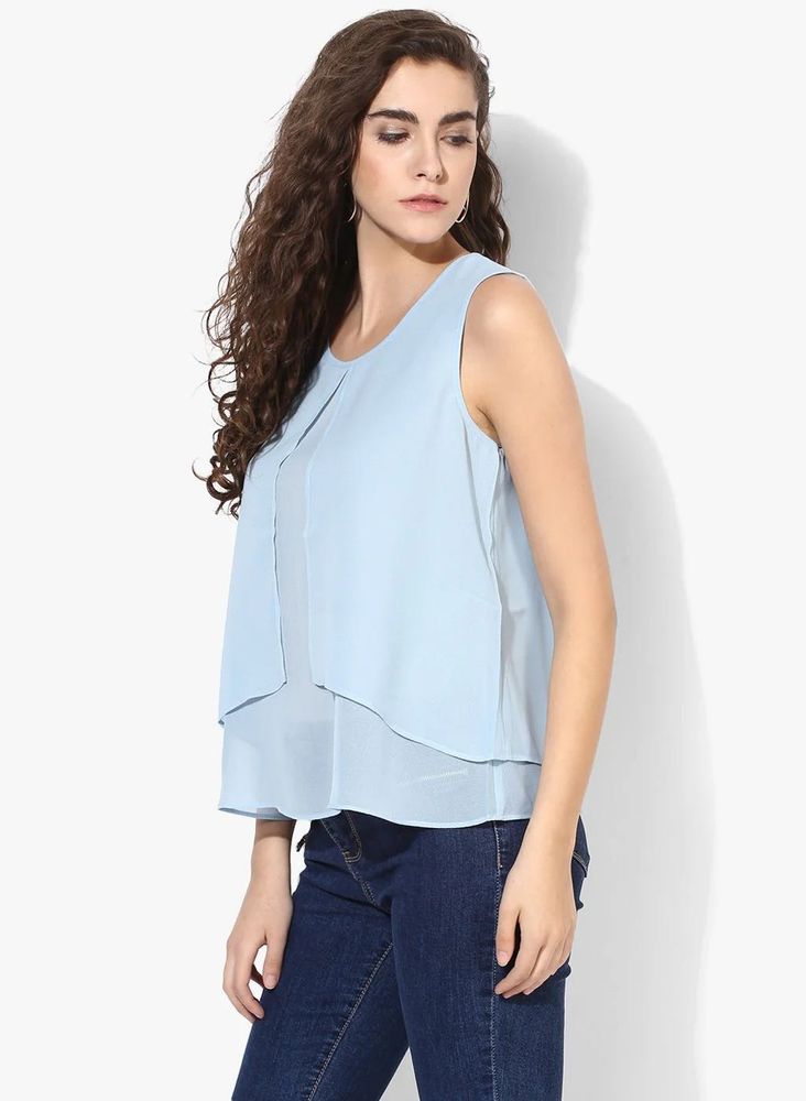 Cute Blue Sleeveless Top