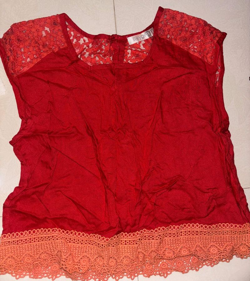 Red Lace Crop Top