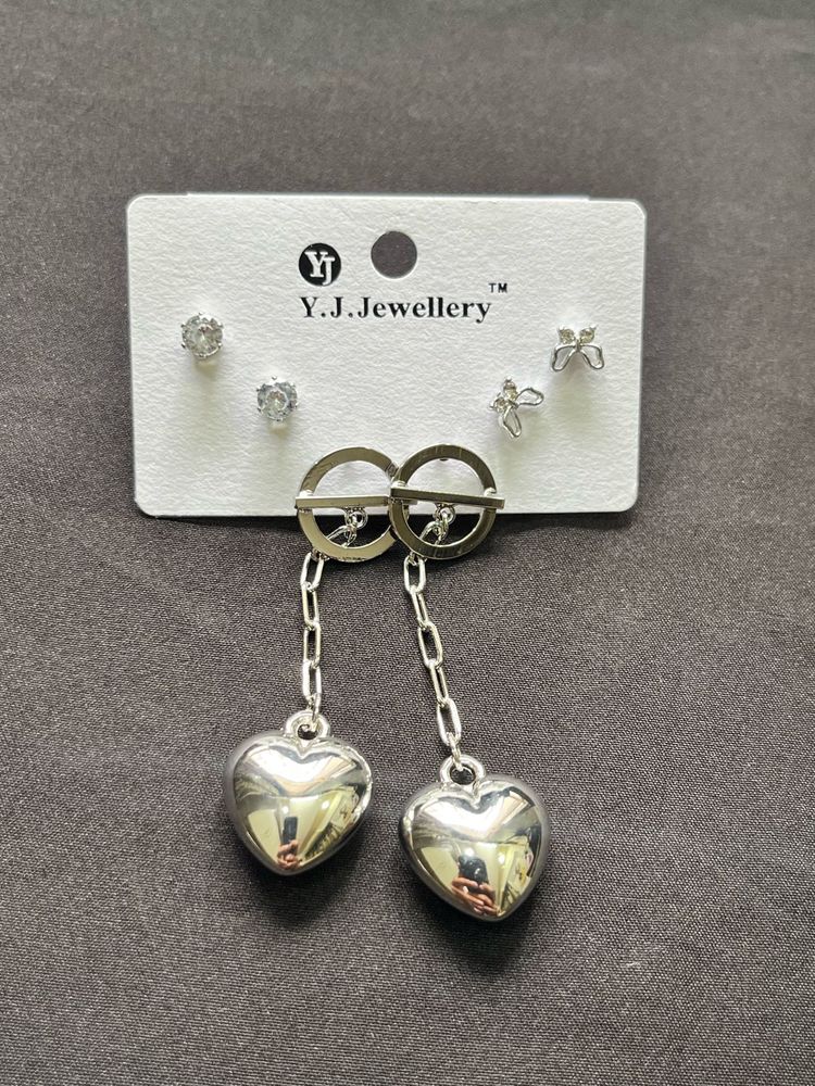 Heart Drop Earrings Set