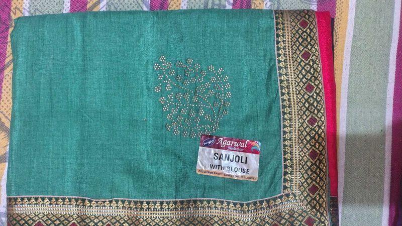 Elegant Green n black Saree