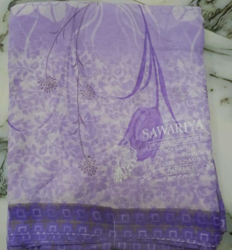 Light Purple Floral Print Saree