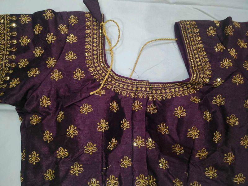 Embroidered Purple Saree Blouse