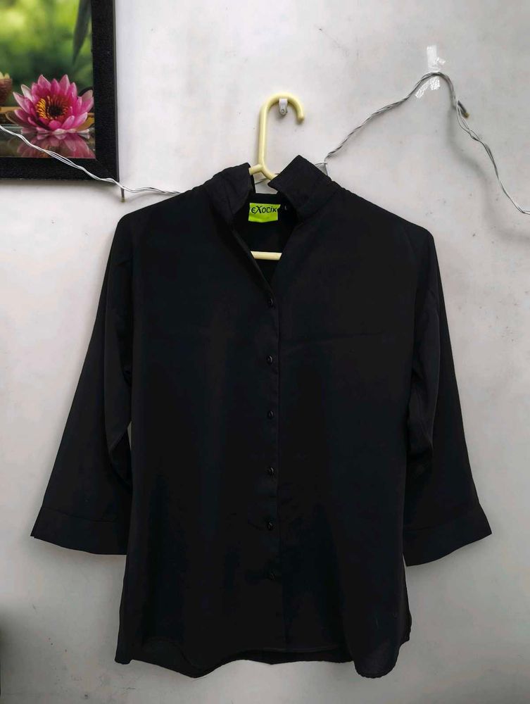 Elegant Black Button-Down Top