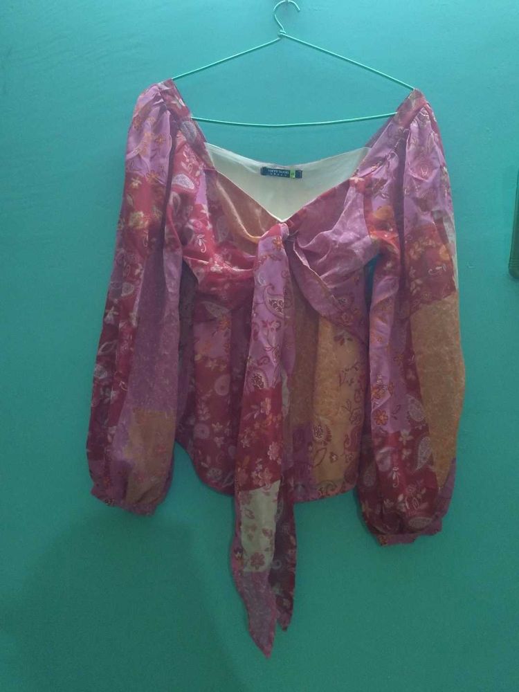 Floral Print Tie-Front Top