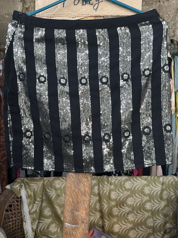 Sparkling Striped Mini Skirt