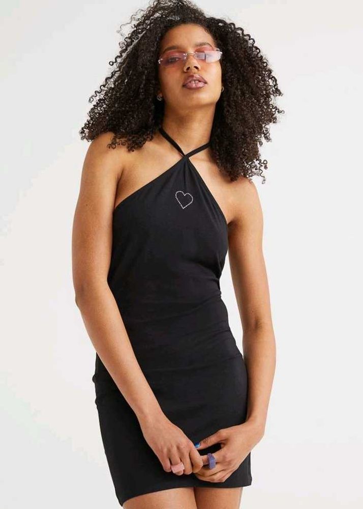 Nude Halter Mini Dress