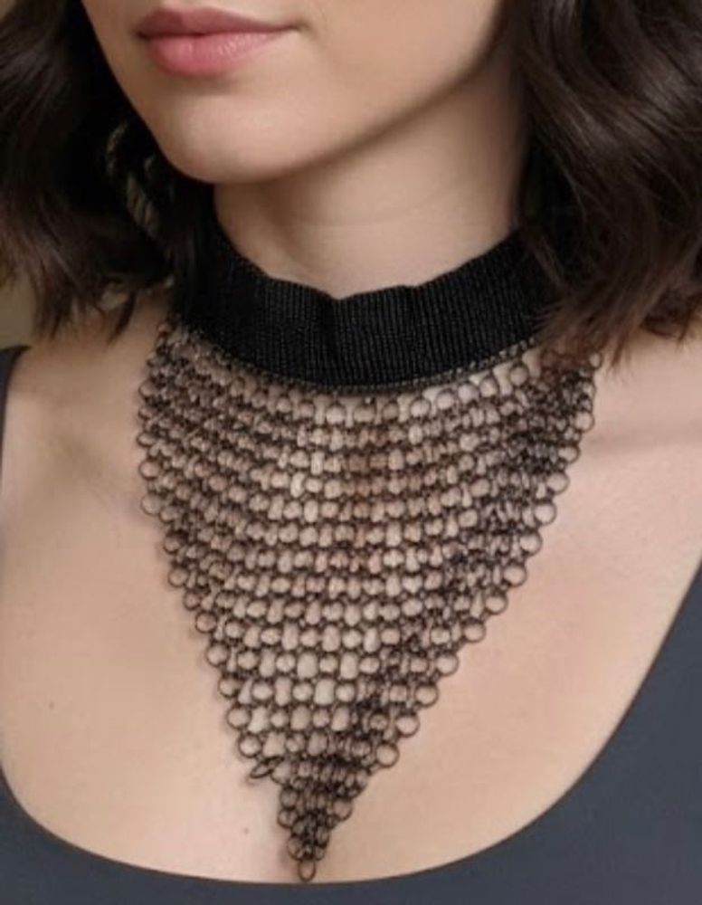 Black Chainmail Collar Necklace