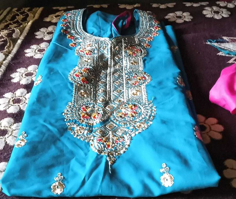 Teal Embroidered Salwar Kameez