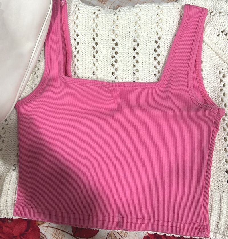 Hot Pink Ribbed Tank Top