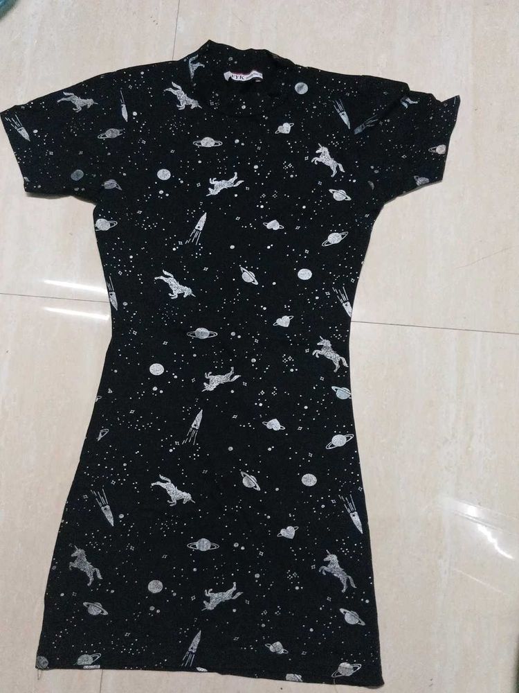 Space Unicorn Print Dress