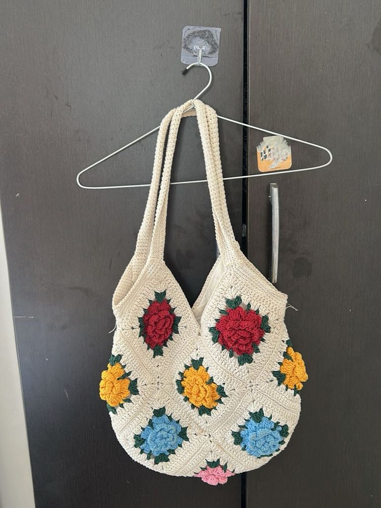 Handmade Crochet Granny Square Tote