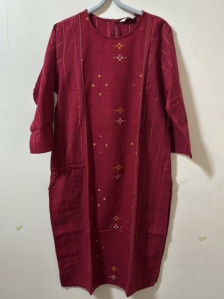 Max Maroon Straight Kurtha
