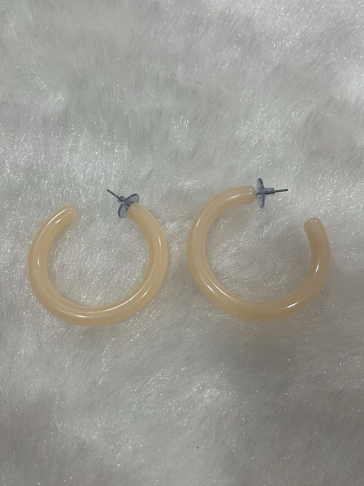 Cream Hoop Earrings
