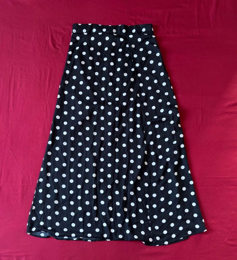 Berrylush Polka Dot Black Long Skirt