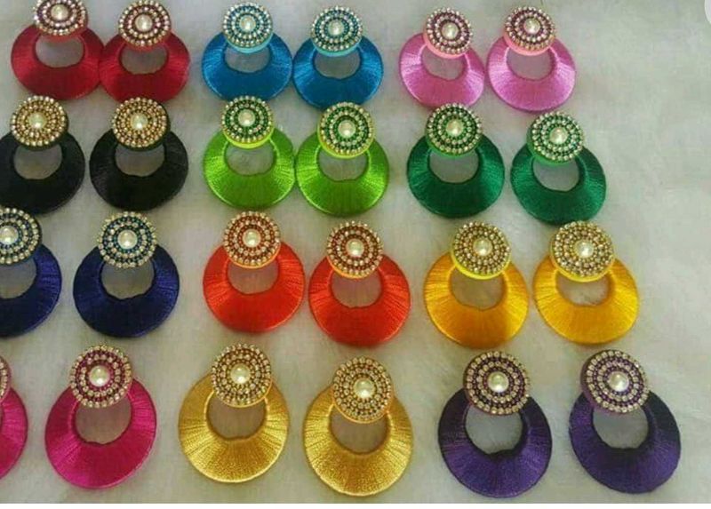 Colorful Silk Thread Earrings