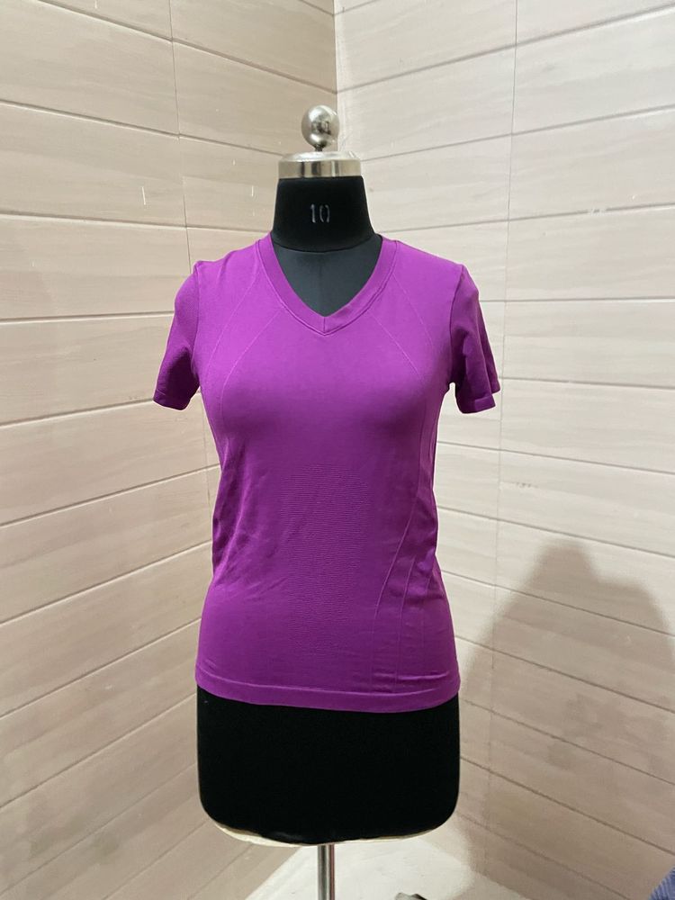 champion Purple V-Neck T-Shirt