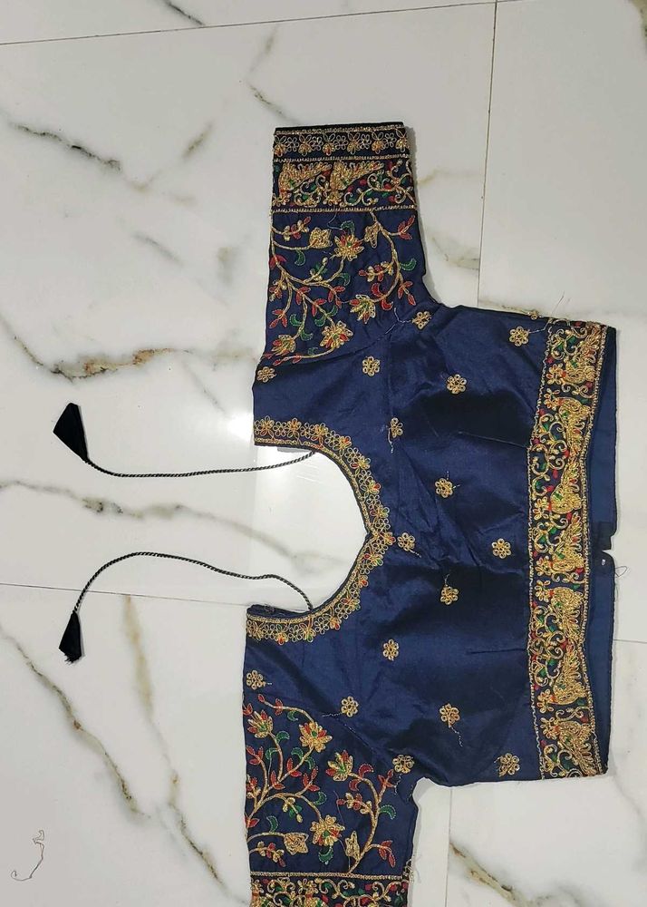 Embroidered Navy Blue Blouse