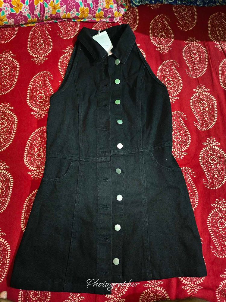 URBANIC BLACK SHIRT MINI DRESS