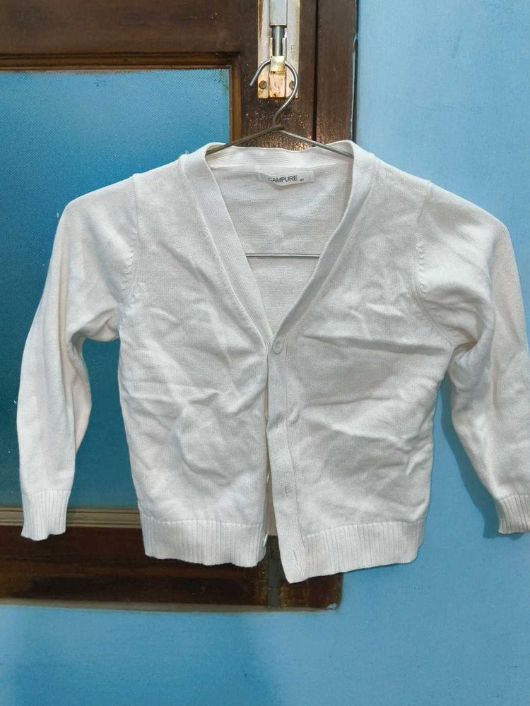 White Crop Cardigan